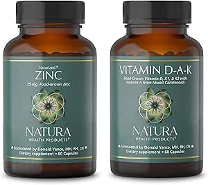 [BRSRAA32CEHWYAI2] Natura Health Products Vitamin D-A-K and 25 mg Zinc Supplement Bundle - Supports Healthy Bone, Heart and Vision Function - Supports Cellular Health and a Healthy Immune Response