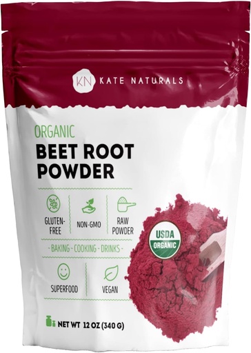 [BRSWYCQNCICWMADJ] Kate Naturals Beetat Root Powder per a les suavitats, Baix i Juice. Beettroot Superfojod & Natural Redaveing (12oz, no-GMO, Terray Flavor)