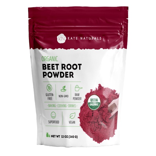 [BRSWYCQNCICWMADJ] Kate Naturals Organic Beet Root Powder for Smoothies, Baking & Juice. Raw Beetroot Superfood & Natural Red Food Coloring (12oz, Non-GMO, Earthy Flavor)