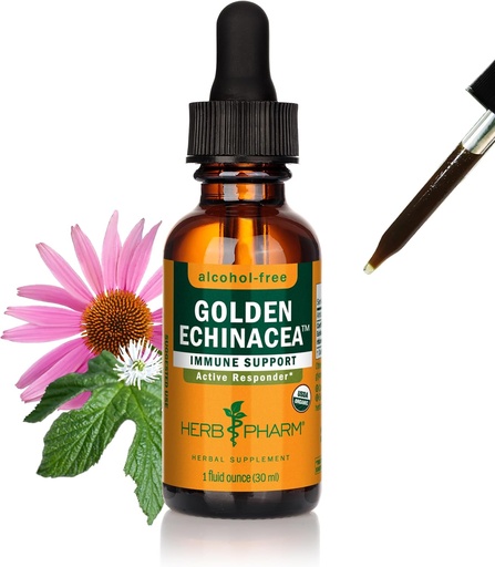 [BRSWIYTYC4CWIGT2] Herb Pharm Certified Organic Golden Echinacea Líquido Extracto para Immune System Support - 1 onza (DGOLDEN01)