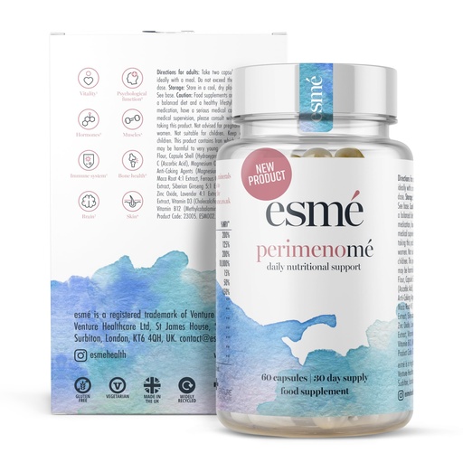 [BRSROH35DMBBACTL] Esme Menopause Supplements Perimenopause Supplements 1 Month Supply - Daily Support for The Early Stage of Menopause – 60 Capsules - Includes Ashwagandha, Vitamins and Red Clover