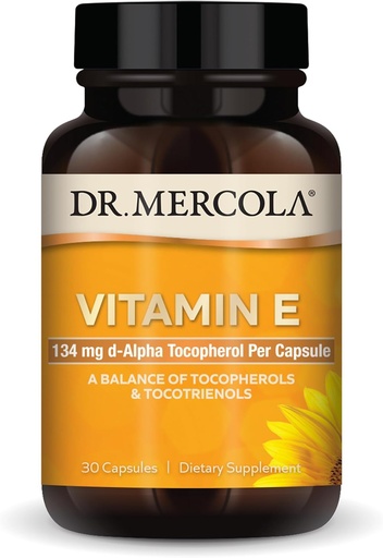 [BRSWIFTRAYPAGYL6] Dr. Mercola Vitamin E - Υποστηρίζει υγιή δέρμα & αντιοξειδωτική κατάσταση - τοκοφερόλες και τοκοτριενόλες Blend - μη ΓΤΟ, χωρίς γλουτένη & χωρίς σόγια - 30 κάψουλες (30 σερβίτσια)