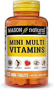 [BRSWI2QPAABGCELE] MASON NATURAL Mini Multi Vitamins, Vitamins A, C, D3, E, B1, B2, B3, B6, B12, Folate and Calcium for Overall Health, 1 Year Supply