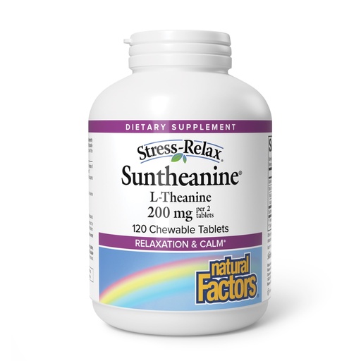 [BRSWECQTOIPBOFI4] Natural Factors Suntheanine L-Theanine 100 mg - Health Supplement for Calm Outlook - L-Theanine Supplement Supports Relaxing Sleep & Aids Against Drowsiness - 120 Chewable Tablets (60 Servings)