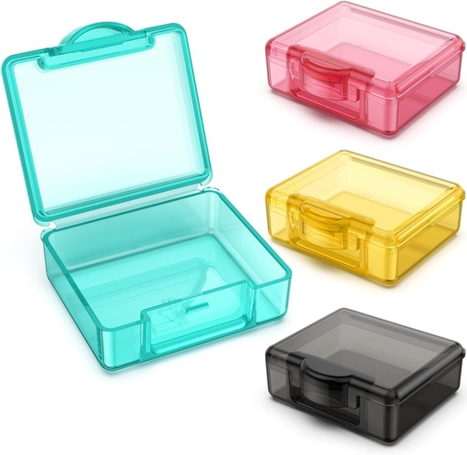 [BRSRMZYYCMHGMFLL] Small Pill Box 4 pcs,Cute Travel Pill Organizer Case Mini Tiny Clear Plastic Storage Containers Portable for Pocket Purse