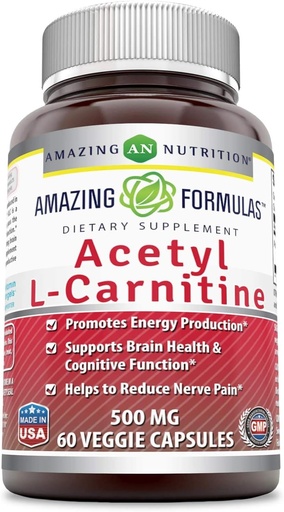 [BRSWKHT6CN6BCGDO] 놀라운 수식 Acetyl L 카르니틴 Hcl Veggie 규정식 보충교재 - 500 Mg, Veggie 캡슐 (비 GMO, 글루텐 무료) 병 당 - 에너지 생산 & Cognitive 기능을 승진시킵니다 (60 조사)