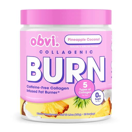 [BRSRAHA5BUJQI2D3] Obvi Collagenic Burn Powder | Multi-Collagen Peptide Blend with GBB, Ashwagandha & Green Coffee | Pineapple Coconut, 25 Servings