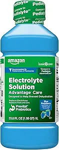 [BRSWGGICOZ5BUGY6]   Basic Care Electrolyte Solution Advantage Care with PreVital Prebiotics, Blue Raspberry, Designed to Help Prevent Dehydration, Replaces Electrolytes, Fluid and Zinc, 33.8 fl oz (Pack of 1)
