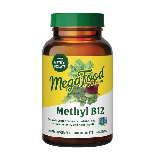 [BRSWKGQADEJWG3TG] MegaFood Methyl B12 - Vegan - Includes Methyl Folate, Vitamin B12 & B6 - Supports Cellular Energy Production, Nervous System Health & Cardiovascular Function - 60 Tablets