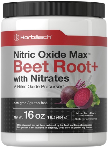 [BRSRM2T2OIHR6F3P] Horbaach Nitric Oxide Powder | 16 oz | Supplement for Men & Women | with Beet Root & Nitrates | Mixed Berry Flavor | Vegan, Non-GMO & Gluten Free