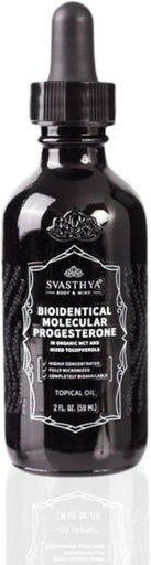 [BRSRMATQBMDQAAL6] Svasthya Body & Mind Molecular Progesterone Liquid - Hormonális egyensúlyozó olaj, Menopauza Relief, Minden természetes származású Mexikói Yam - 5,5% Progeszteron női E-vitamin olaj - 2 Fl Oz