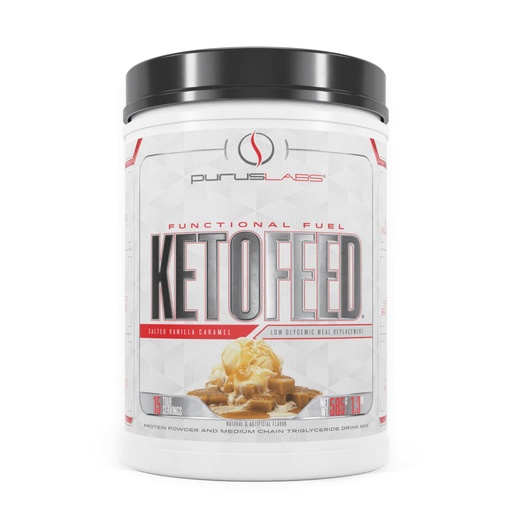 [BRSWGZANO56QKHLA] Purus Labs KetoFeed Protein | Keto Low Glycemic Protein Meal Replacement | Low Carb, 0 Sugars | Added MCTs | 20g Whey Protein (Salted Vanilla Caramel)