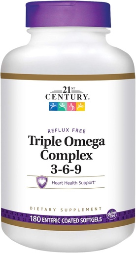 [BRSWIYYOOQMB2ALI] 21st Century Dietary Supplement Triple Omega Complex 3-6-9 Enteric Coated Softgels, 180-Count Bottles (Pack of 2)