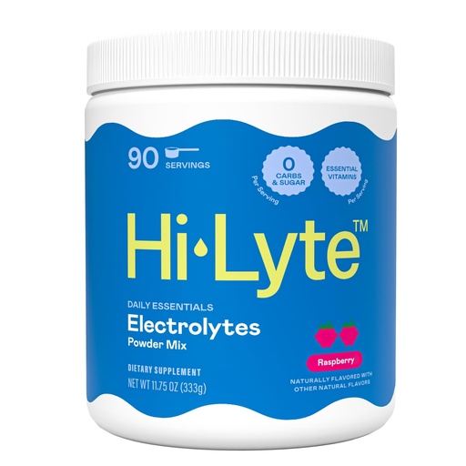 [BRSWYCQTCIBGGG3F] Hi-Lyte Electrolyte Powder, Daily Hydration Supplement Drink Mix, 90 Servings | Sugar-Free, 0 Calories, 0 Carbs | No Maltodextrin. Gluten-Free | Supports Keto | Light Refreshing Flavor (Raspberry)