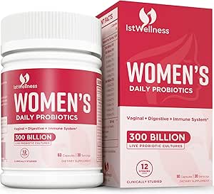 [BRSRMBI5CJYRGFA6] Probiotics for Women - 300 Billion CFU Probiotic, 12 Strains Probiotics with Prebiotics Cranberry, Selected Women’s Probiotic for Women’s Daily Digestive Gut Vaginal & Urinary Health, 60 Capsules