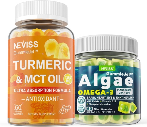[BRSROCA3OZ5Q2ETD] Sugar Free Turmeric Curcumin 1000mg Supplement Gummies with Vegan Omega 3 Filled Gummies 1000mg