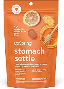 [BRSWGZQEBEFBO2DF] Upspring Stomach Settle Nausea Relief Drops - Fast-Acting Pregnancy Nausea Relief & Morning Sickness Relief with Ginger, Lemon, Spearmint, Honey & B6, Lemon-Ginger-Honey Flavor, 28 Drops
