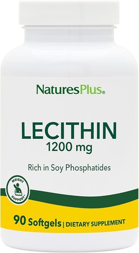 [BRSWIYAODIARYCD6] NaturesPlus Lecithin - 1200 mg, 90 Softgels - Rik i sojafosfatider - Glutenfri - 90 portioner