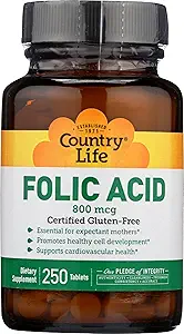 [BRSWIYTYOVYREHLO] Country Life - Folic Acid 800 mcg - 250 Tablets