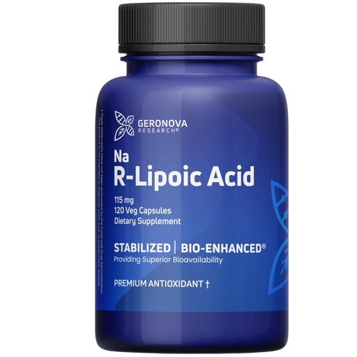 [BRSWYAYHOQDRE2A7] Geronova Research Bio-Enhanced R-Lipoic Acid, 115 mg Capsules - 4 Month Supply - Stabilized R Alpha Lipoic Acid Supplement with Enhanced Absorption - 120 Count