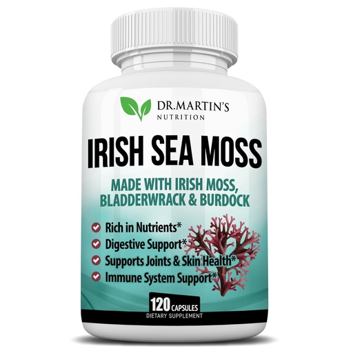 [BRSROAIECV5AIAD5] 2625mg Irish Sea Moss Supplement 120 Capsules | SeaMoss Bladderwrack Burdock Root Capsules | Contain 92 Vitamins & Minerals For Immunity, Gut, Joint & Skin Health | Support Thyroid, Energy & Digestion