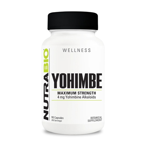 [BRSWGCYEOAHWEYLH] NutraBio Yohimbe Bark Extract Supplement for Men and Women, 4mg, 90 Vegetable Capsules