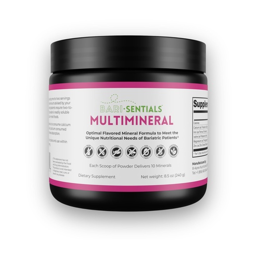 [BRSROATQCEMA22DO] R-Kane Nutritionals Barisentials Bariatric Multimineral Supplement- Post-Bariatric Surgery Support- Easy-to-Dissolve Mineral Powder- Strawberry Lemonade Flavored Drink- 240g