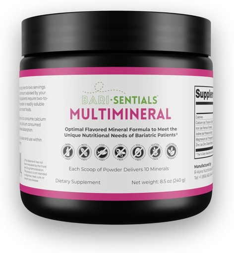 [BRSROATQCEMA22DO] R-Kane Nutritionals Barisentials Bariatric Multimineral Supplement- Post-Bariatric Surgery Support- Easy-to-Dissolve Mineral Powder- Strawberry Lemonade Flavored Drink- 240g