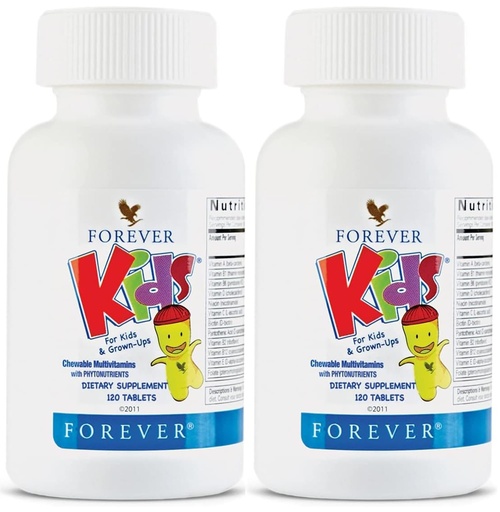 [BRSWGHYKOYIGMYD7] Forever Living - Kids Chewable Multivitamin - Grape Flavor for Healthy Growth and Development - No Artificial Flavors - 120 Tablets (Pack of 2)