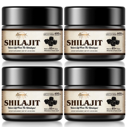 [BRSRMCQROV4AO3DL] Sennasi Shilajit Pure Himalayan Organic Shilajit Resin - 600mg Maximum Potency Natural Organic Shilajit Resin with 85+ Trace Minerals & Fulvic Acid for Energy,Immune Support,30 Grams (4 Pack)