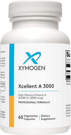 [BRSRMGQTCV5BAEQ2] XYMOGEN Xcellent A 3000 - 10,000 IU High-Potency Vitamin A Supplement (Retinyl Palmitate) - Supports Healthy Immune Function, Healthy Skin + Mucous Membranes (60 Capsules)
