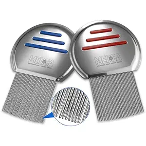 [BRSWGEAYOYHWMC33] Lice Comb - (Pack of 2) Stainless Steel Professional Lice Combs and Head Lice Treatment to Effectively Get Rid of Hair Lice and Nits, Best Results for Infection and Re-infection in Kids & Adults