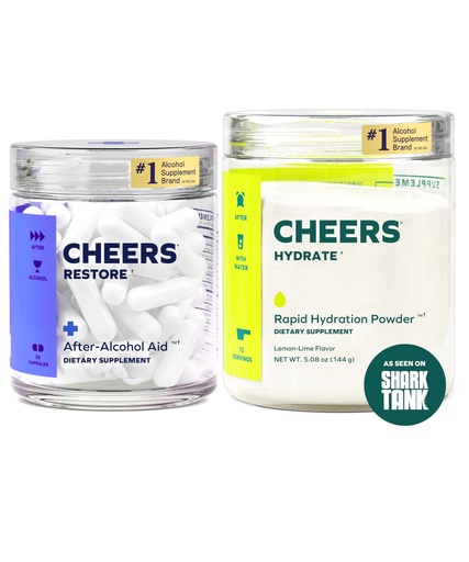 [BRSWG2Y3PIBRMAD4] Cheers Classic Combo | Restore + Hydrate | Rehydrate & Feel Better After Drinking | DHM, L-Cysteine, B-Vitamins, Electrolytes | 12 Doses Each | Liver Support | Electrolyte Supplements