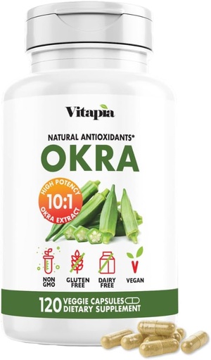 [BRSRMAIOCR5GCD3U] Vitapia Okra Extract - Heart Health, Antioxidant, Gut & Digestion, Wellness Support - 10:1 Ratio & 120 Veggie Capsules - Non-GMO, Gluten-Free, Vegan Supplement
