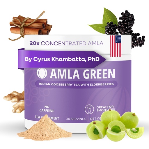 [BRSW2YL6AUHBYGYV] Amla Powder & Immunity Blend Superfood Supplement with Elderberry, 20x Ultra Concentrated Amla, Immune Support, Made with Ginger, Cinnamon, Peppermint, Indian Gooseberries, Immunity, 30 Servings
