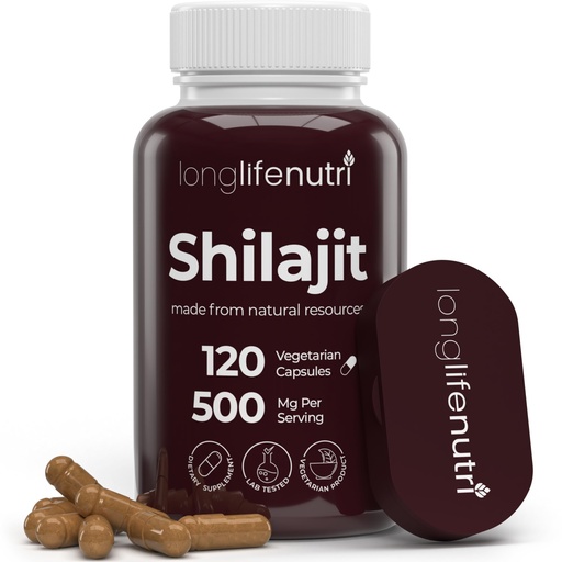 [BRSRMZQOCJ7R4HLX] Shilajit Pure Himalayan Extract 500mg with 15% Fulvic Acid 500mg - 120 Vegetarian Capsules, 4 Month Supply, Organic Supplement for Vitality & Mental Clarity, Made in USA, Gluten Free, Non-GMO
