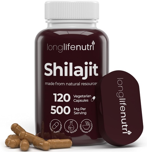 [BRSRMZQOCJ7R4HLX] Shilajit Pure Himalayan Extract 500mg with 15% Fulvic Acid 500mg - 120 Vegetarian Capsules, 4 Month Supply, Organic supplement for Vitality &amp; Mental Clarity, Made in USA, Gluten Free, Non-GMO