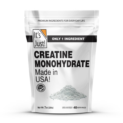 [BRSROGLQO4NWYDLP] It's Just! - Creatine Monohydrate Powder, Pure Creatine Powder, Made in USA, 3rd Party Lab Tested, 5g Per Serving, Scoop Included, No Fillers, No Added Flavor (Unflavored, 200g / 40 Servings)