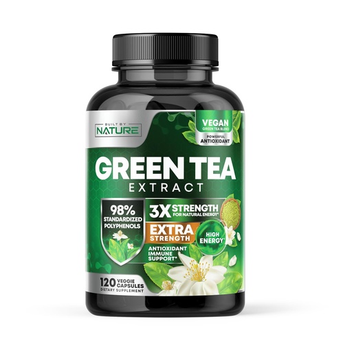 [BRSRM23QAV7WKCQ7] Built by Nature Green Tea Extract 1000mg – High Potency Supplement with 98% Polyphenols, 75% Catechins & 45% EGCG – Natural Energy Support – Non-GMO – 120 Capsules