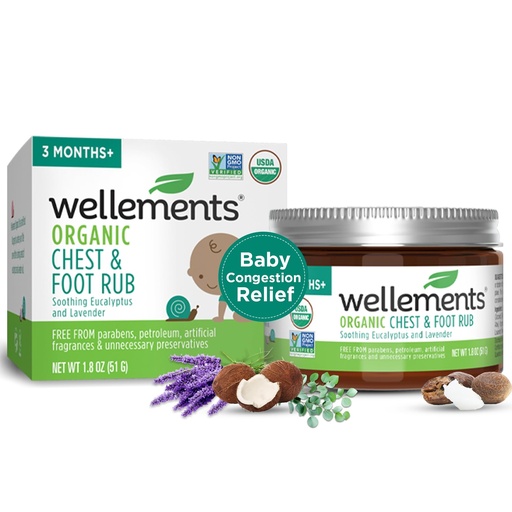 [BRSWGFTYAV5BYA32] Wellements Organic Baby Chest & Foot Rub for 3 Months+ (1.8 Fl Oz) | Soothes & Comforts | Baby congestion relief* with Eucalyptus and Lavender | Free From Petroleum, Menthol and Artificial Fragrance
