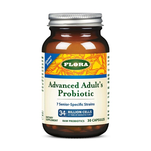 [BRSWIY3ZAYHGECIV] Flora - Advanced Adult's Blend Probiotic, Seven Senior-Specific Strains, Gluten Free, Raw Probiotic with 34 Billion Cells, 30 Capsules