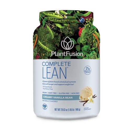 [BRSWKFI5CMIQYHDU] PlantFusion Complete Lean Plant Based Protein Powder - Prebiotic Fiber, Superfoods & Digestive Enzymes - Vegan, Gluten Free, Soy Free, Non-GMO - Vanilla 1.85 lb