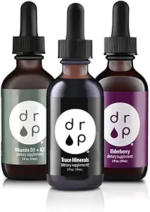 [BRSROGAQBYMRYHTL] Drop Supplements Organic Trace Mineral Drops, Elderberry Drops and Vitamin D3+K2 Drops Bundle