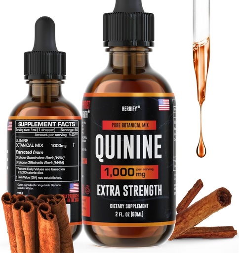 [BRSW2ZAKCEGQOFDG] HERBIFY Quinine Tincture - Quinine Liquid Extract for Healthy Digestion & Leg Cramp - Quinine Cinchona Supplement for Better Absorption - US Made Product - for Men & Women 2oz (60ml)