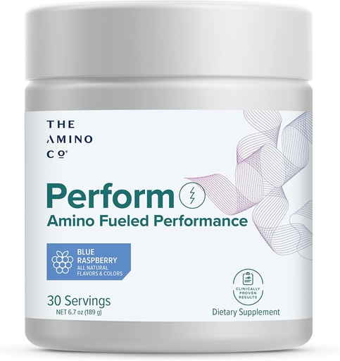[BRSROZQYOEIGCDT4] The Amino CO. - Perform Pre Workout Powder Supplement with Pure EAA Amino Acids & Natural Flavor, Stevia Sweetened Preworkout Energy Boost for Men & Women - Blue Raspberry (6.7 oz)