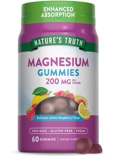 [BRSW2GL5BEIROD32] Nature's Truth Magnesium Gummies for Adults | 200mg | 60 Count | Vegan, Non-GMO & Gluten Free Supplement | Enhanced Absorption Magnesium Citrate