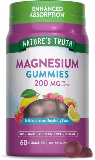 [BRSW2GL5BEIROD32] Nature's Truth Magnesium Gummies for Adults | 200mg | 60 Count | Vegan, Non-GMO & Gluten Free Supplement | Enhanced Absorption Magnesium Citrate