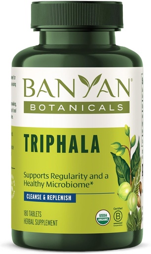 [BRSWGHD7BUMG2CD6] Banyan Botanicals Triphala Comprimés - Triphala biologique avec Amla, Haritaki et Bibhitaki – pour la digestion, l'élimination et la santé Gut Microbiome* – 180 comprimés – Vegan non-OGM source durable