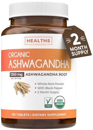 [BRSWYYIHA4PRYELJ] USDA Organic Ashwagandha Supplement - High Potency Ashwagandha Pills Made With Organic Black Pepper for Enhanced Absorption - Vegan Non-GMO Made in the USA & Lab Verified (2 Months Supply)