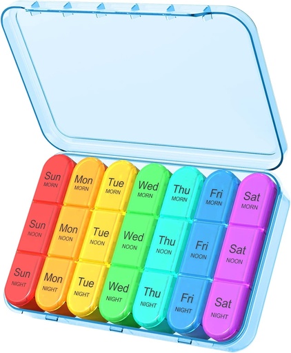 [BRSRMBQLAUHQYA3D] Daviky Pill Organizer Travel, Weekly Pill Organizer 3 Times a Day, Pill Box 7 Day, Pill Cases Organizers 7 Day, Daily Pill Box Organizer, Medicine Organizer to Hold Vitamins and Medication (Blue)